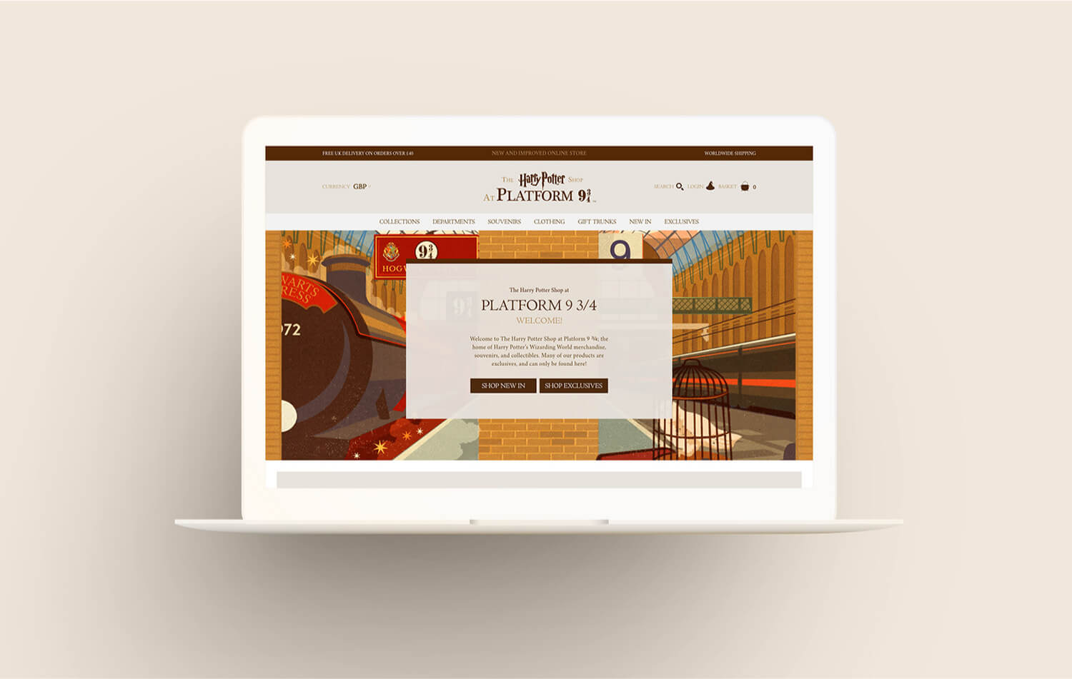 The Harry Potter store at Platform 9 3/4 - online store website redesign